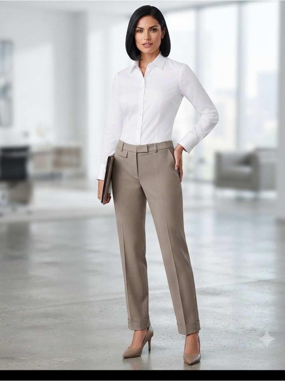 SOHO Striped Pleated Dress Pants